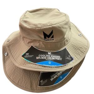 UNISEX MISSION COOLING BUCKET HAT IN KHAKI ONE SIZE WITH ADJUSTABLE DRAWSTRING